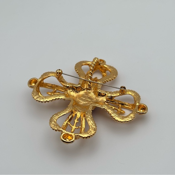 Vintage Park Lane Gold-Tone Maltese Cross Brooch With Blue Cabochon - Picture 3 of 5